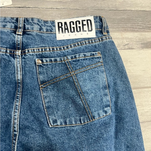 NWT Free People Ragged Baggy Skater Jeans Classic Medium Wash Rigid Denim 32 - Picture 5 of 9